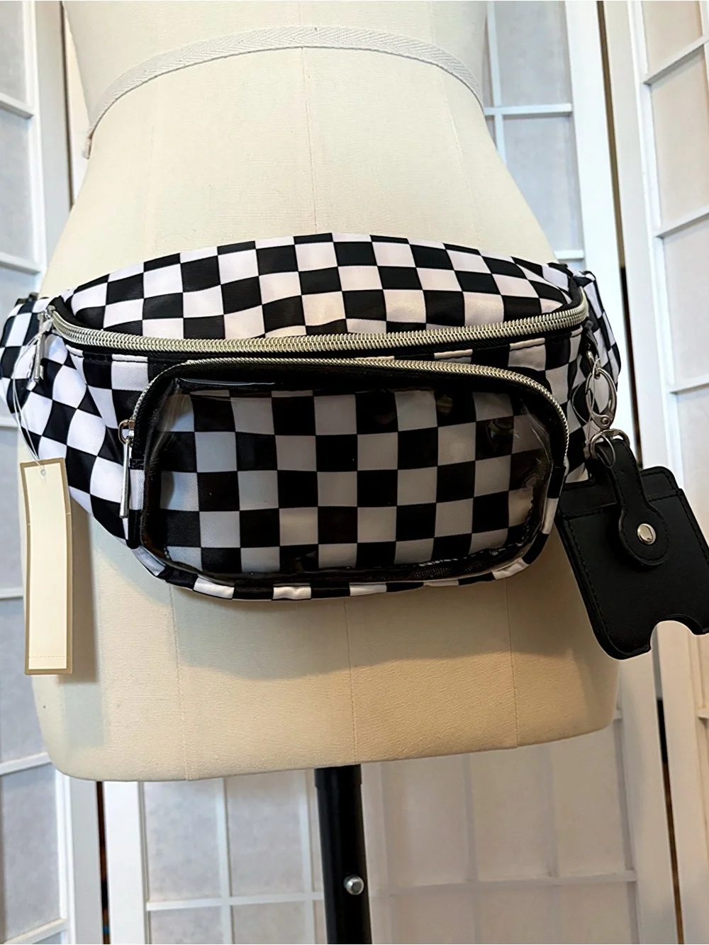 Black & White Checkered Fanny Pack Belt Bag NWT
